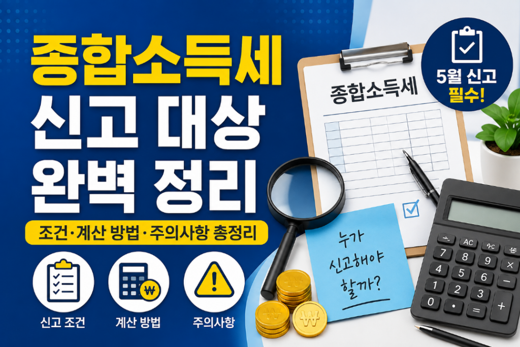 종합소득세 신고 대상 완벽 정리! 신고 조건·계산 방법·주의사항 총정리