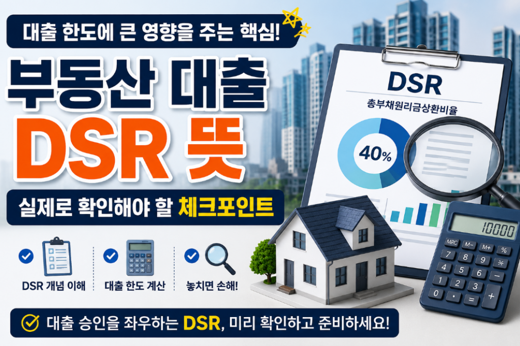 부동산 대출 DSR 뜻 쉽게 설명! 대출 전에 꼭 확인하세요