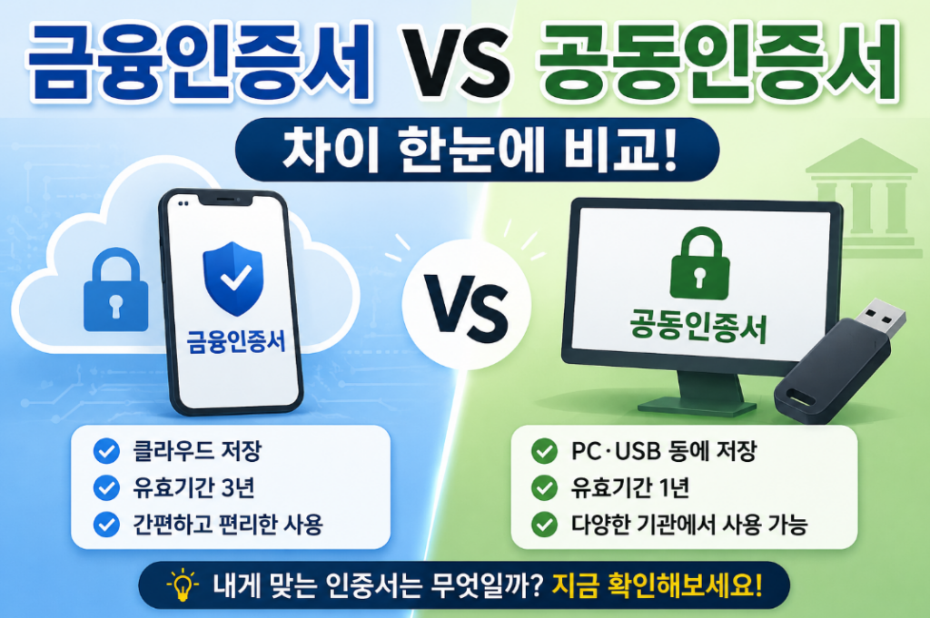 금융인증서와 공동인증서 차이 총정리, 장단점 비교