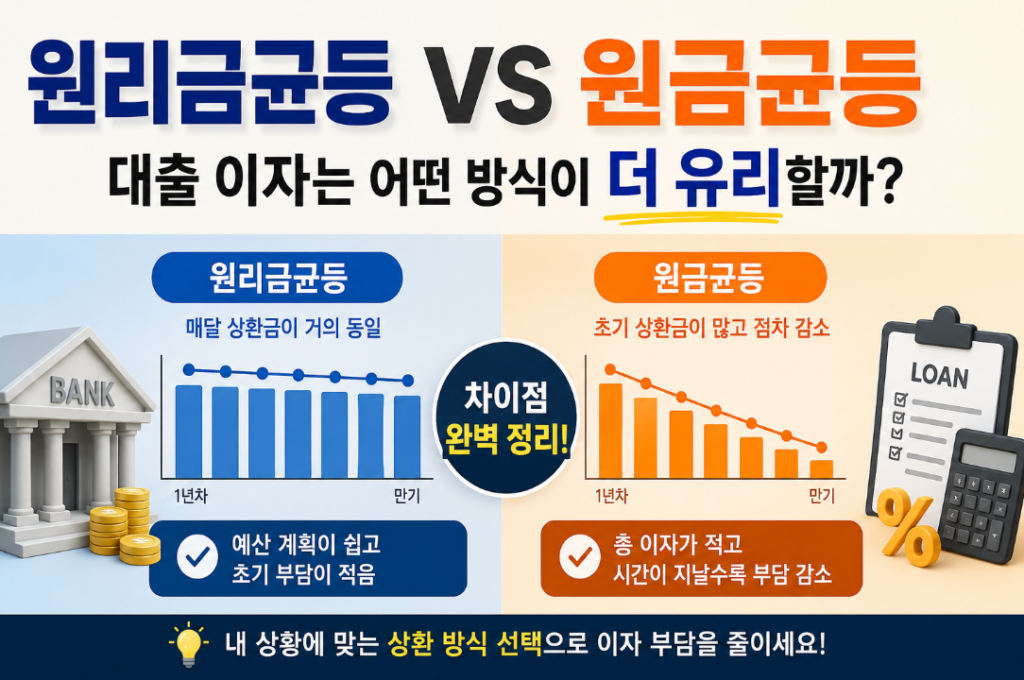 원리금균등 원금균등 선택법｜대출 이자를 줄이는 상환 방식