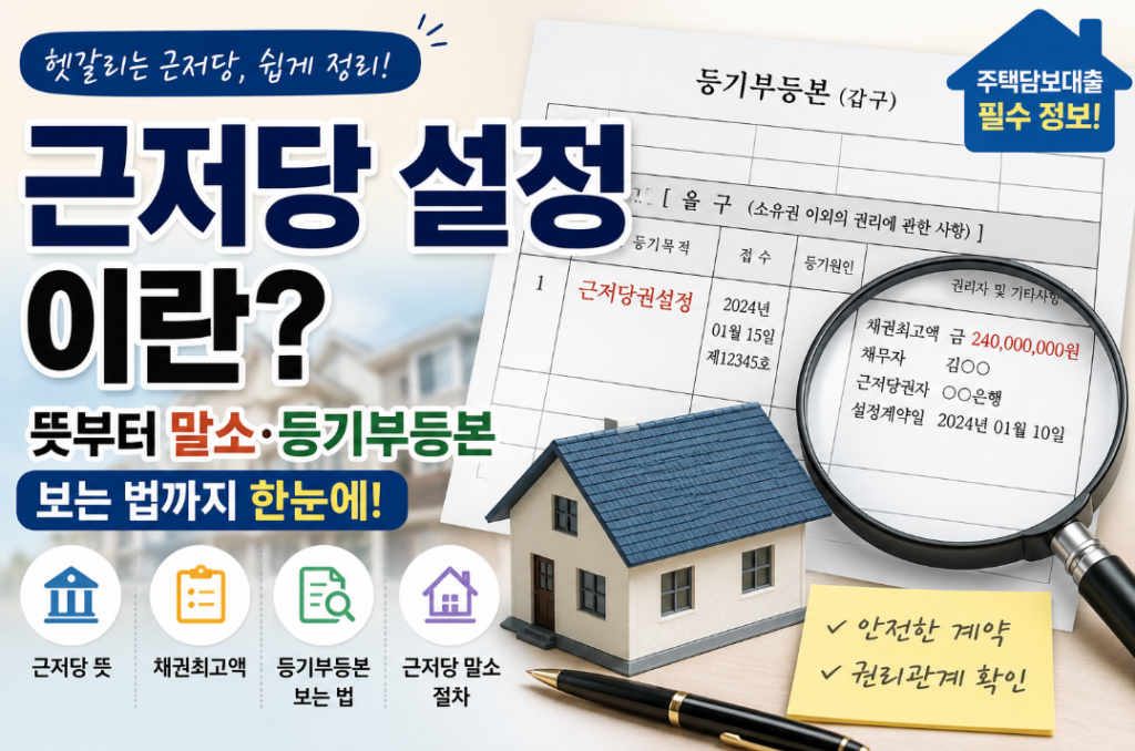 근저당 설정이란? 뜻부터 비용·말소 방법까지 한눈에 정리