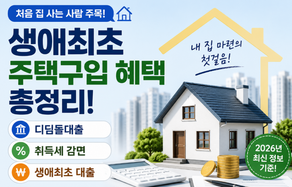 생애최초 주택구입 혜택 2026 최신판｜디딤돌대출·취득세 감면 총정리