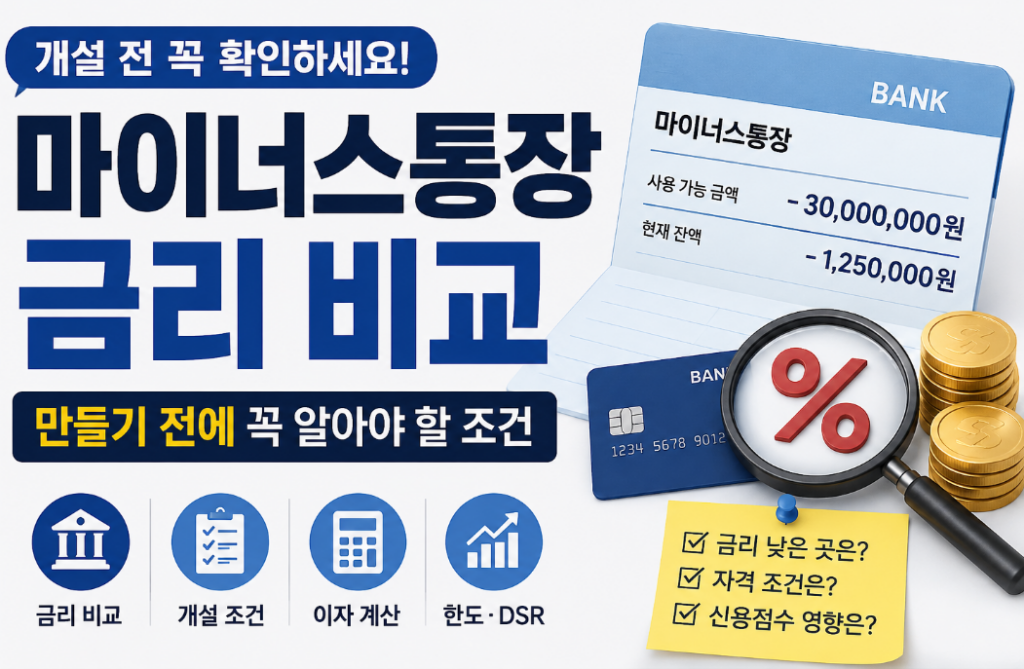 마이너스통장 금리 비교 시 주의할 점｜한도와 DSR 영향