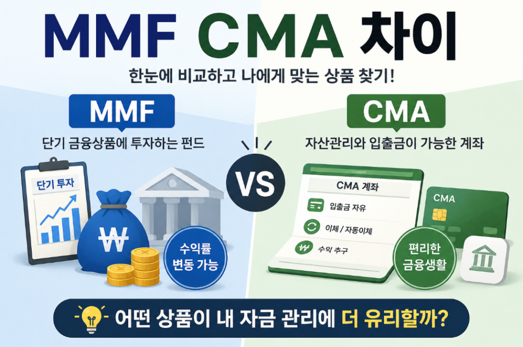 MMF CMA 차이 쉽게 설명, 단기 자금 운용 방법 알아보기