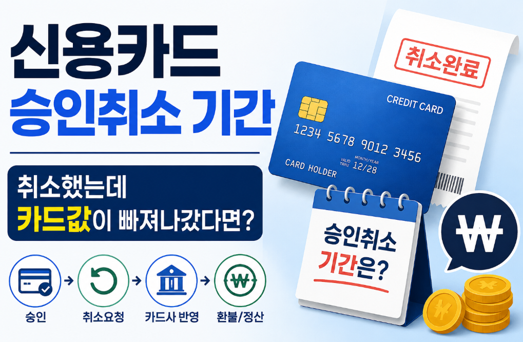 신용카드 승인취소 기간|카드값 환불은 언제 들어올까?