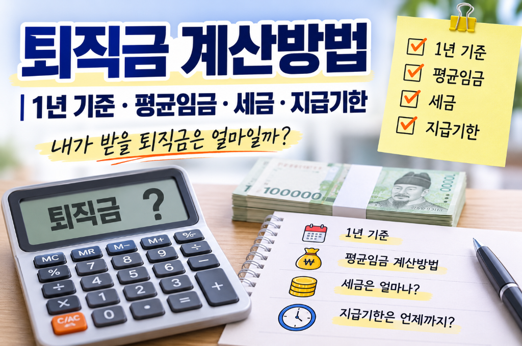 퇴직금 계산방법 총정리｜1년 근무하면 얼마? 평균임금·세금 계산