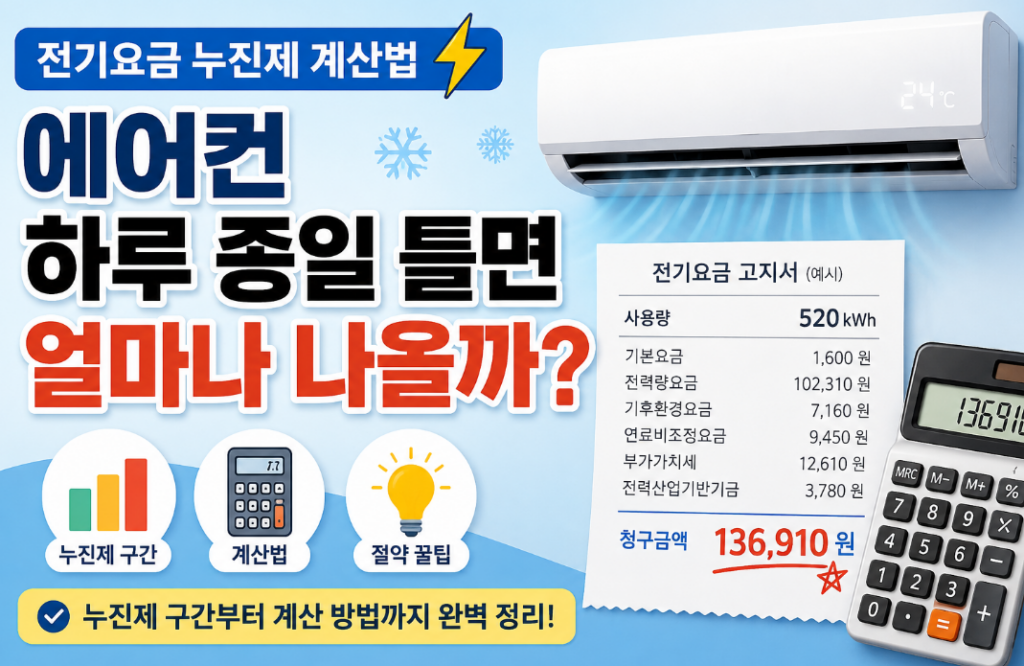 누진제 계산법 총정리! 에어컨 하루 종일 틀면 전기요금 얼마일까