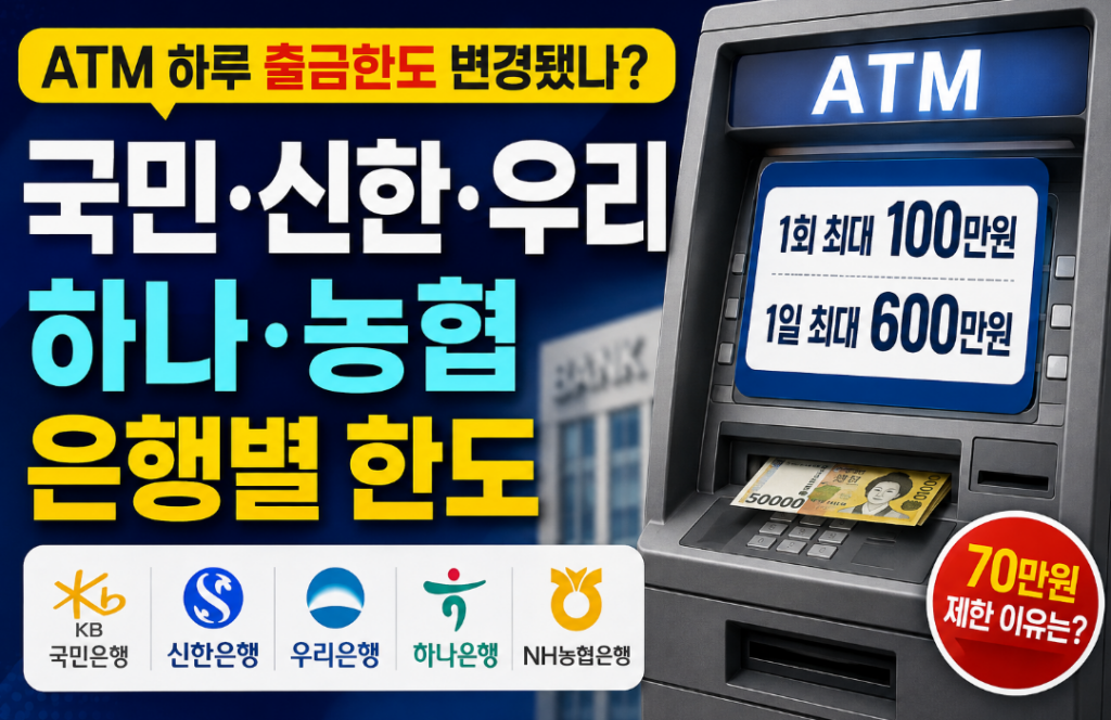 ATM 출금한도 얼마까지? 국민·신한·우리·하나·농협 하루 한도 총정리