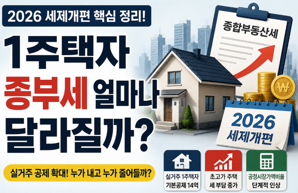 1주택자 종부세 얼마나 달라질까? 2026 세제개편 핵심 변화 총정리