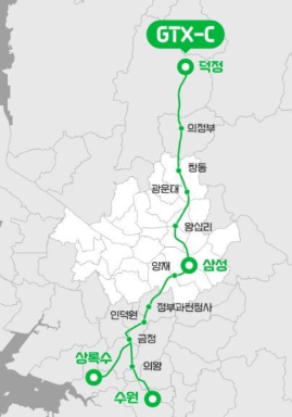 GTX-C 노선도와 정차역