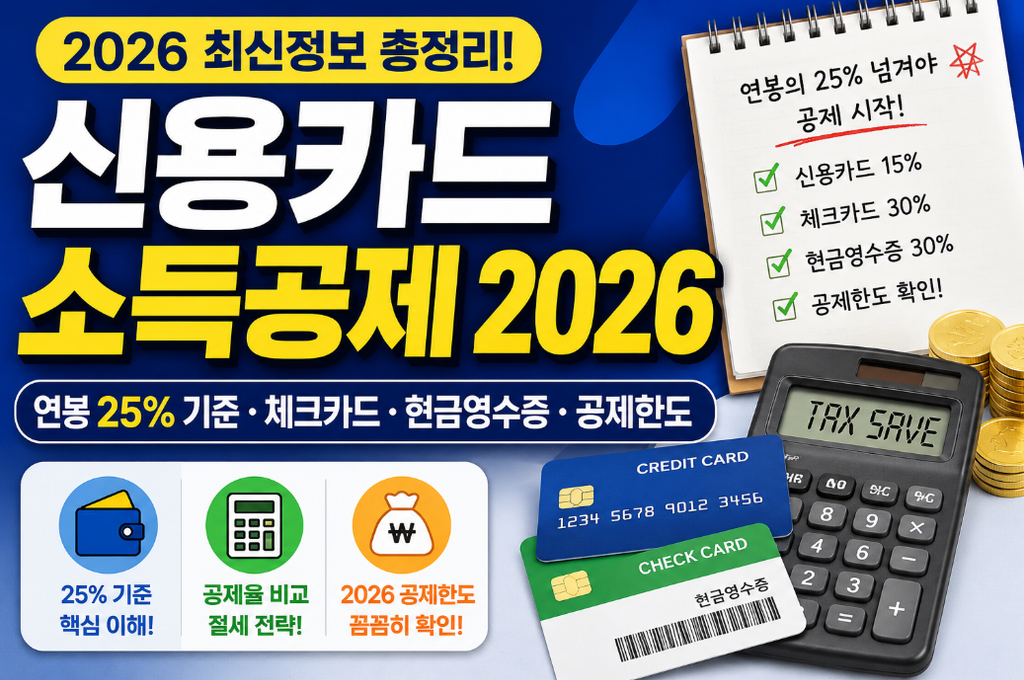 신용카드 소득공제 연봉 25% 기준·체크카드·현금영수증 한도